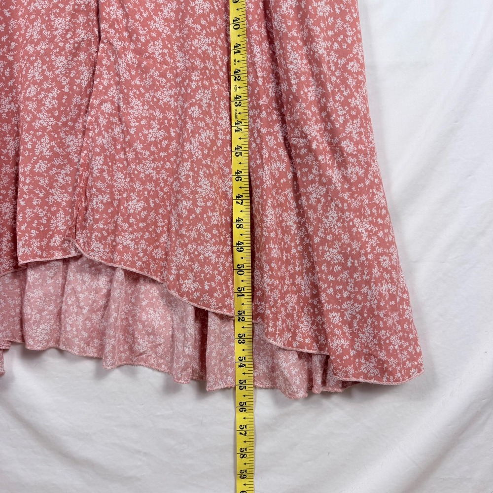 Floral Rose Pink Maxi Dress XL Drawstring Waist Soft Feminine Cottage Country - Picture 9 of 9
